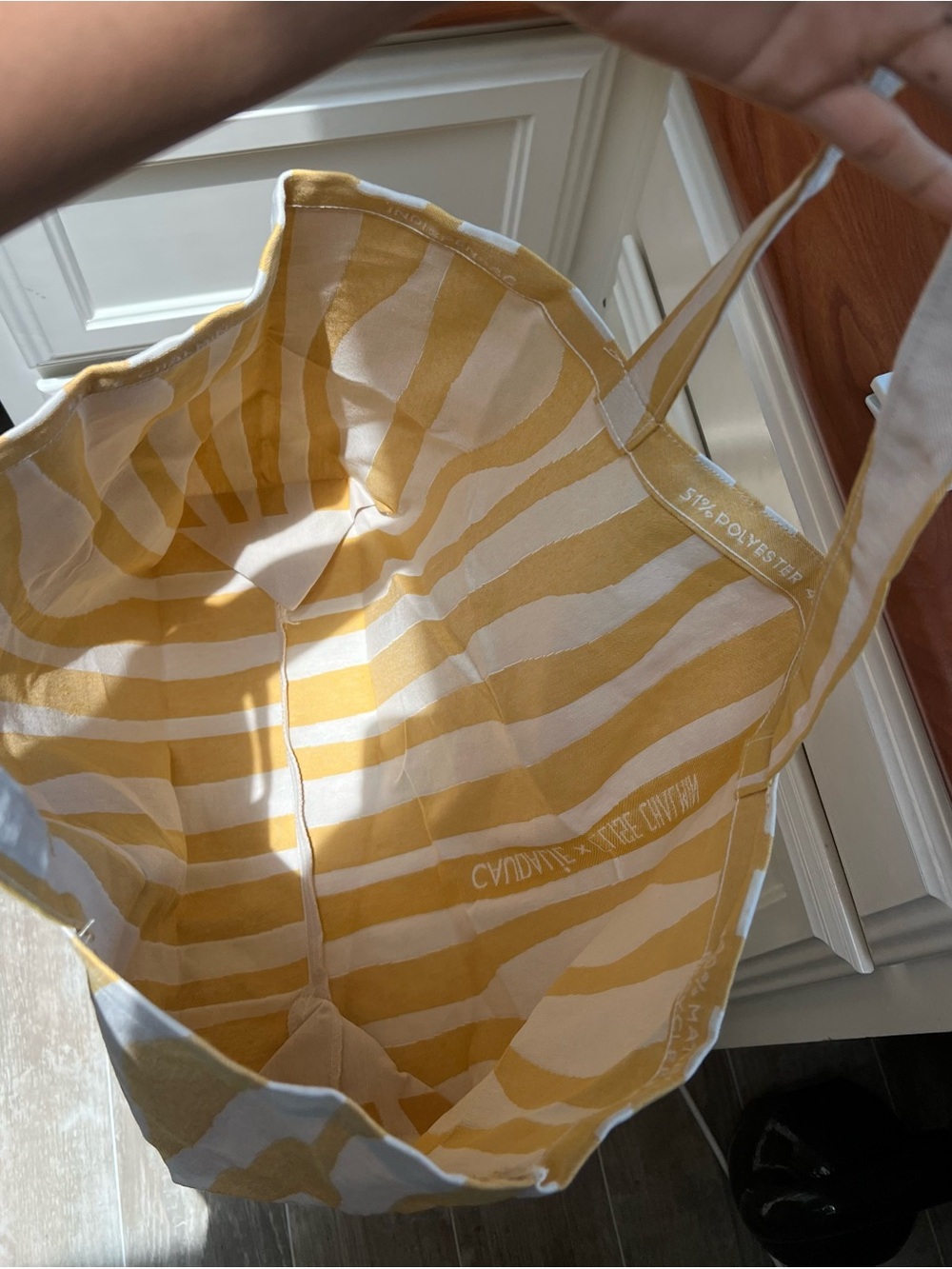 Caudalie💛 Yellow and Cream Stripe Canvas Tote - Picture 9 of 9